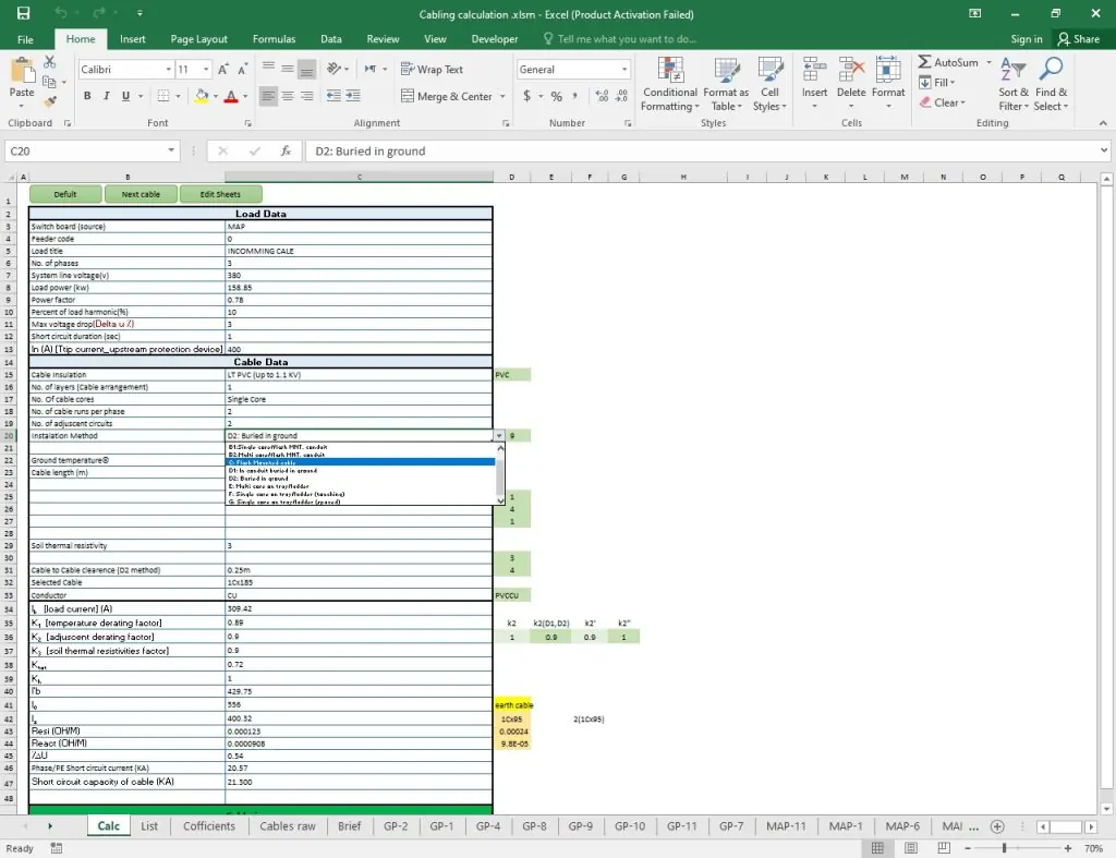 انجام پروژه مهندسی برق در اکسل